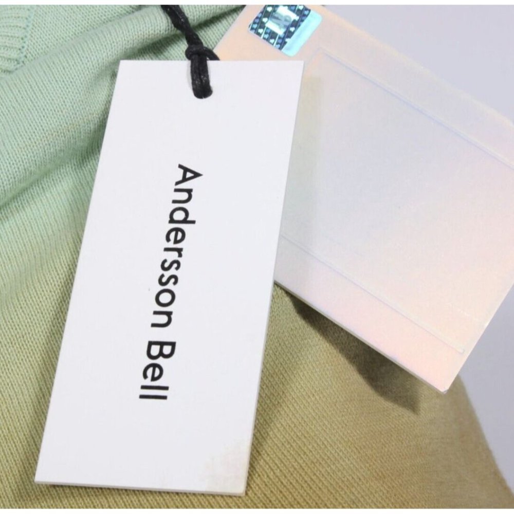 New ANDERSSON BELL Erin Piece Dyed Green Short Sleeve Sweater Womens XS NWT /034 - Picture 5 of 5